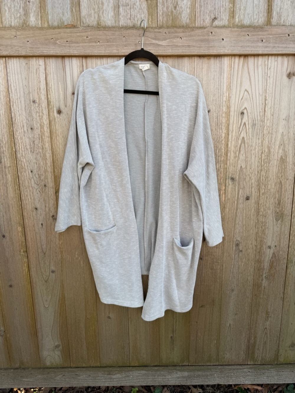 DONNI. Light Gray Striped Open Cardigan Sweater Lightweight OSFA Tall